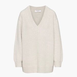 babaton aritzia roger ribbed v-neck pullover sweater